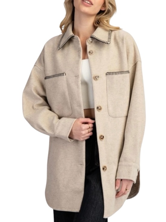 Ashley By 26 International Jackets & Blazers - ASHLEY By 26 INTERNATIONAL Oversized Cream w/ Black Utility Jacket Size XL— NWOT
